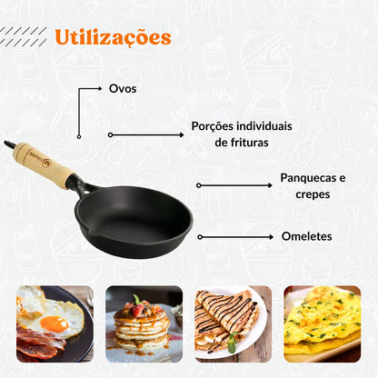 Frigideira 14 cm em Ferro Fundido com Tampa – Egg Pan Premium