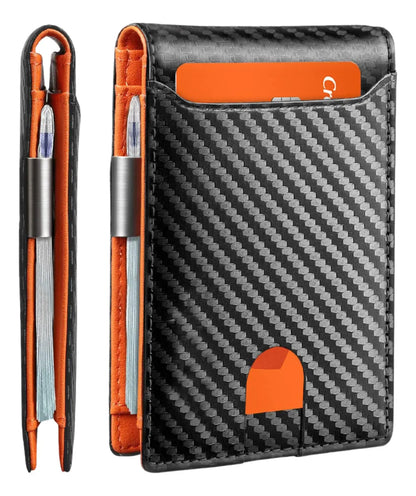 Carteira Mágica Slim Porta Cartões RFID Antifurto Premium Carbono