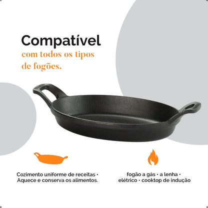 Assadeira Oval em Ferro Fundido 700 mL – Multiuso para Fogão e Forno