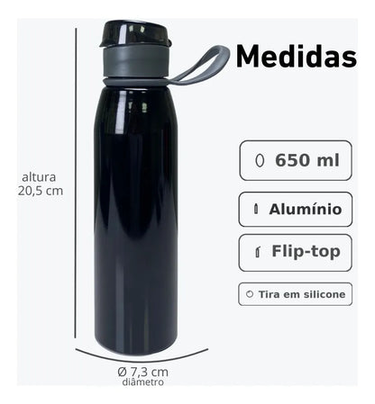 Garrafa Esportiva de Alumínio 650ml — Leve, prática e durável