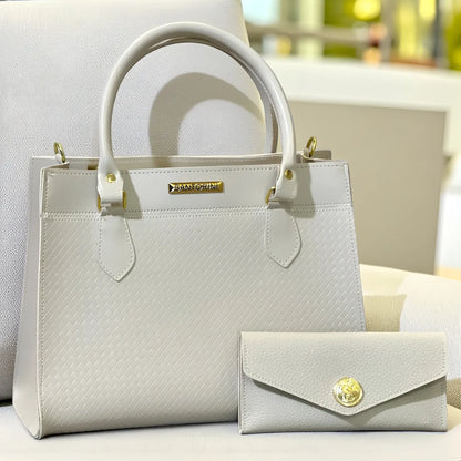 Kit Bolsa Feminina de Mão e Carteira – Couro Sintético Premium, Alça Transversal e Detalhes Dourados
