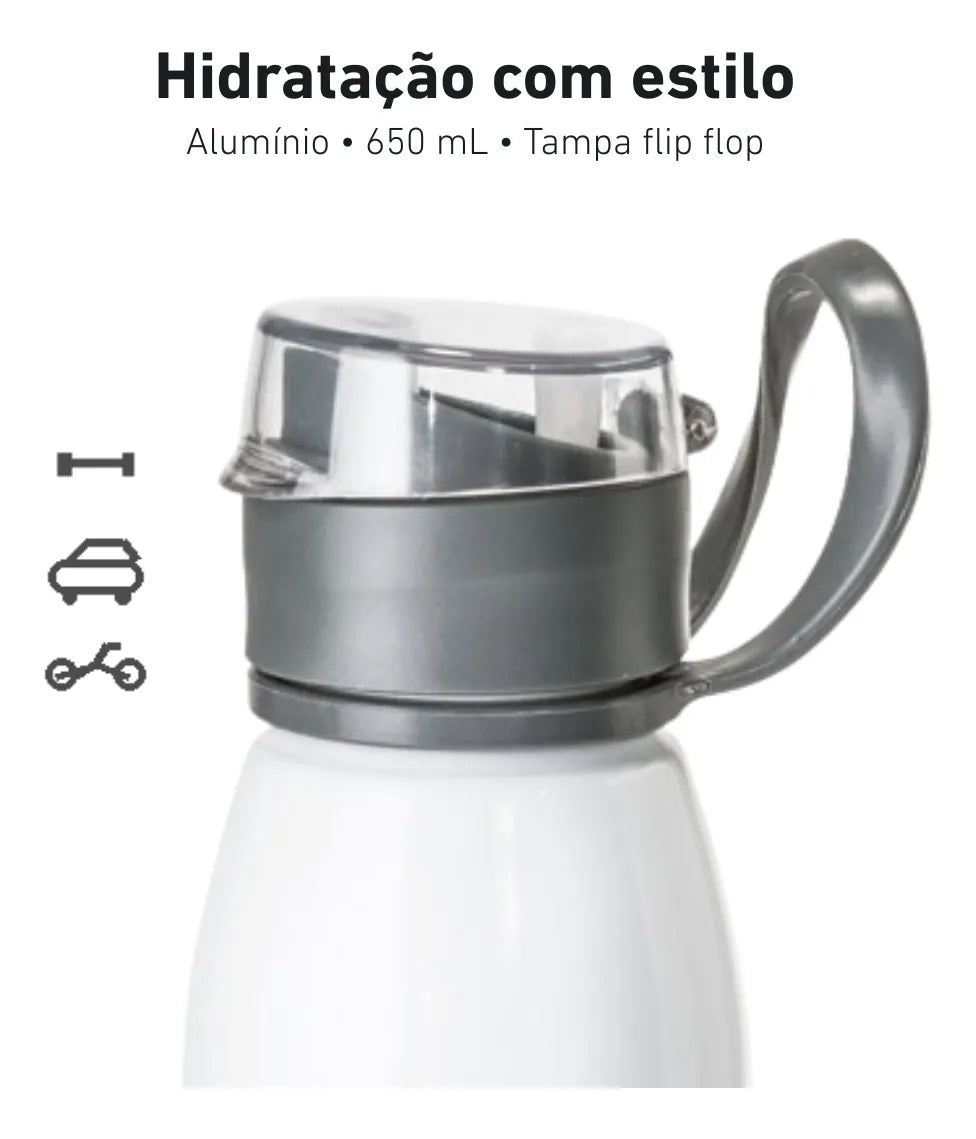 Garrafa Esportiva de Alumínio 650ml — Leve, prática e durável