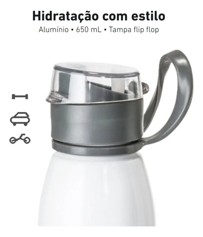 Garrafa Esportiva de Alumínio 650ml — Leve, prática e durável