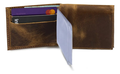 Carteira Masculina Couro Legítimo Estilo Vintage Slim Porta Cartões e CNH