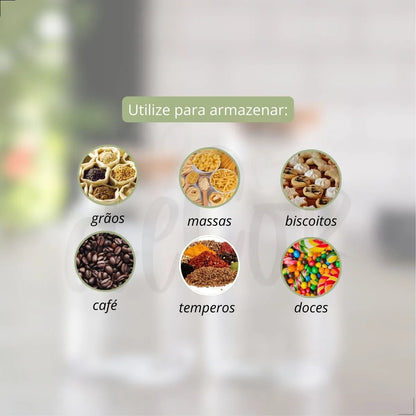 Kit 2 Potes de Vidro 810ml com Tampa de Rolha Estilo Cantinho do Café