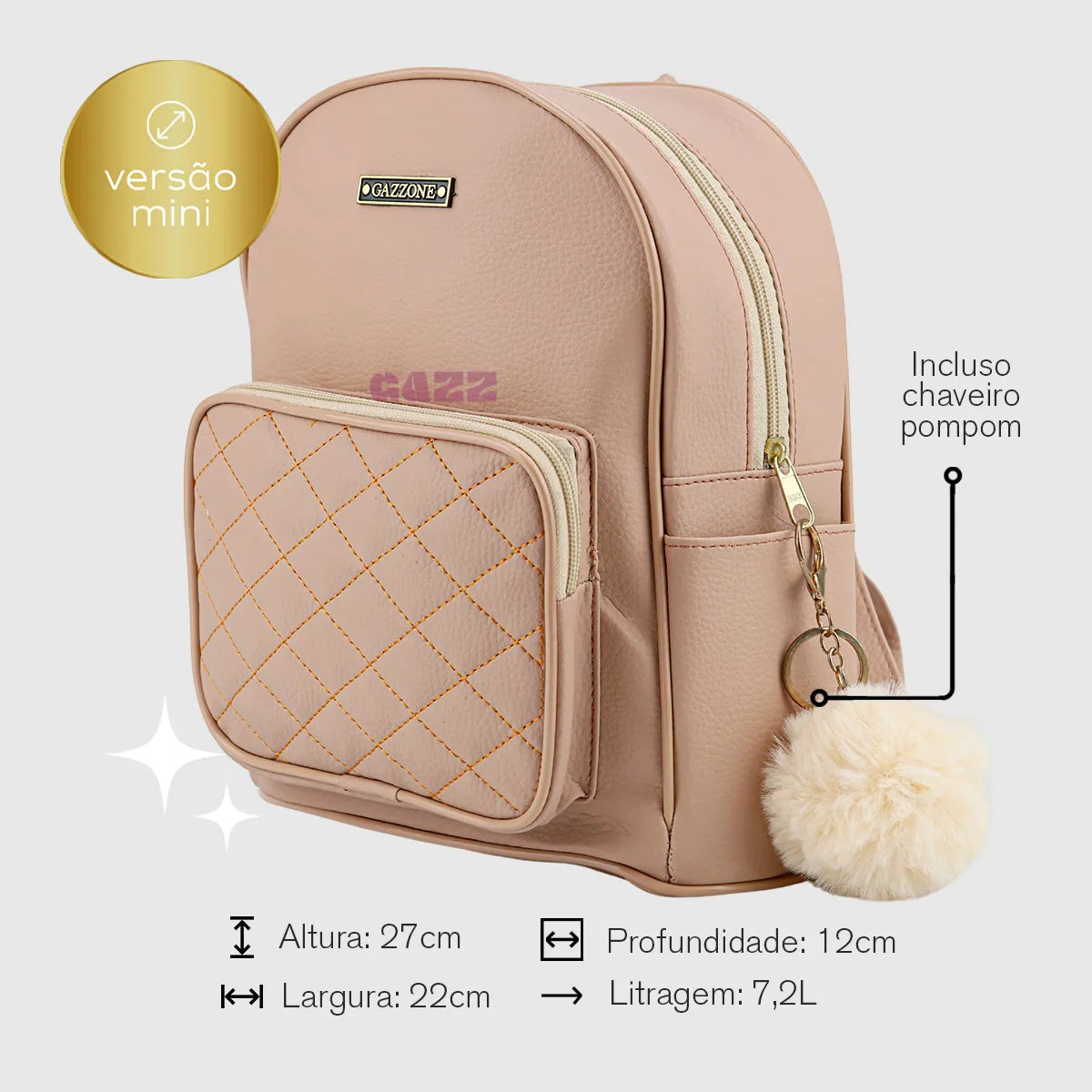 Mini Mochila Feminina Gazzone  Estilo, Charme e Praticidade no Seu Dia a Dia