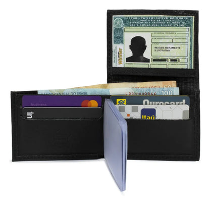 Carteira Masculina Couro Legítimo Estilo Vintage Slim Porta Cartões e CNH