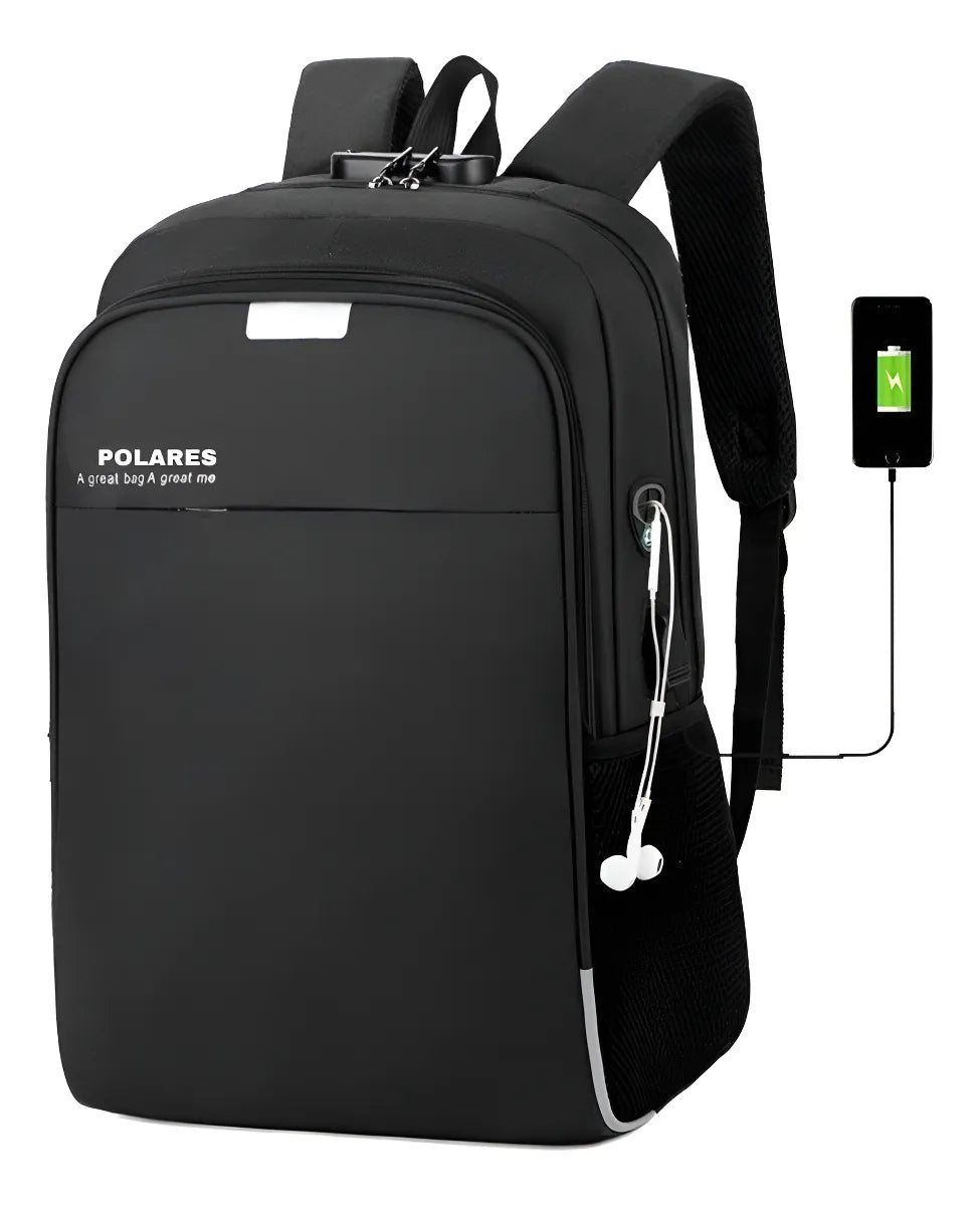Mochila Anti Furto Polares para Notebook – Saída USB, Entrada para Fone e Design Moderno
