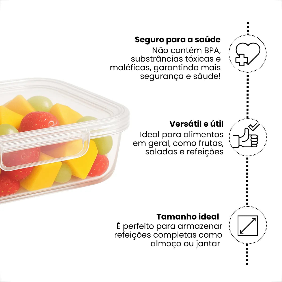 Kit 10 Marmitas 500ml com Trava Livre de BPA para Freezer e Microondas