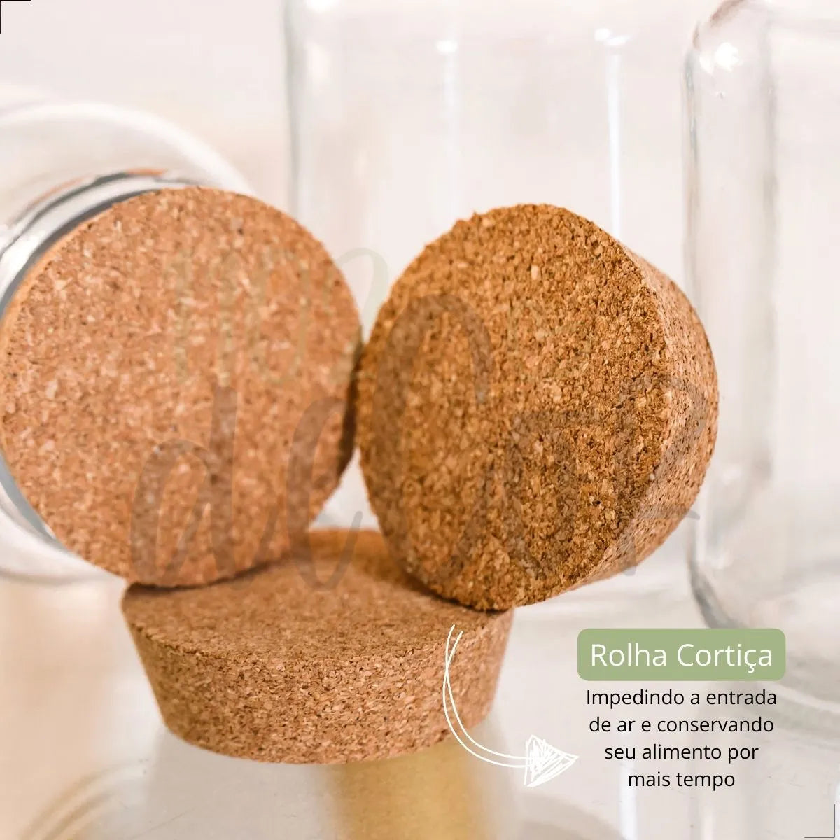 Kit 2 Potes de Vidro 810ml com Tampa de Rolha Estilo Cantinho do Café