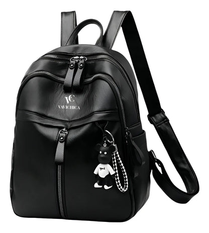 Mochila Feminina Vavichica Moderna, Espaçosa e Estilosa com Pingente de Urso