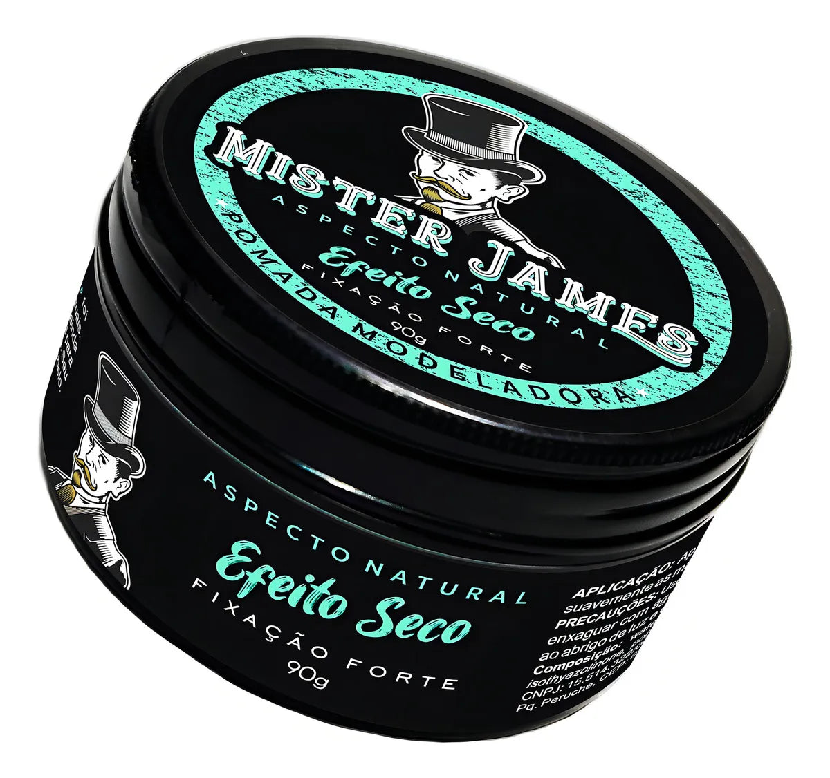 Pomada Modeladora Efeito Seco Mister James 90g Fixação Forte Anti-Frizz