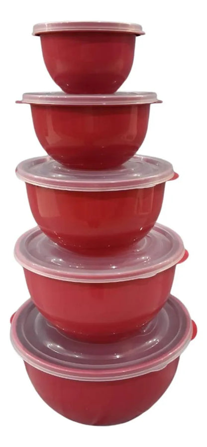 Conjunto Organizadores Bowl Plástico 5 Peças Premium  Multiuso para Cozinha