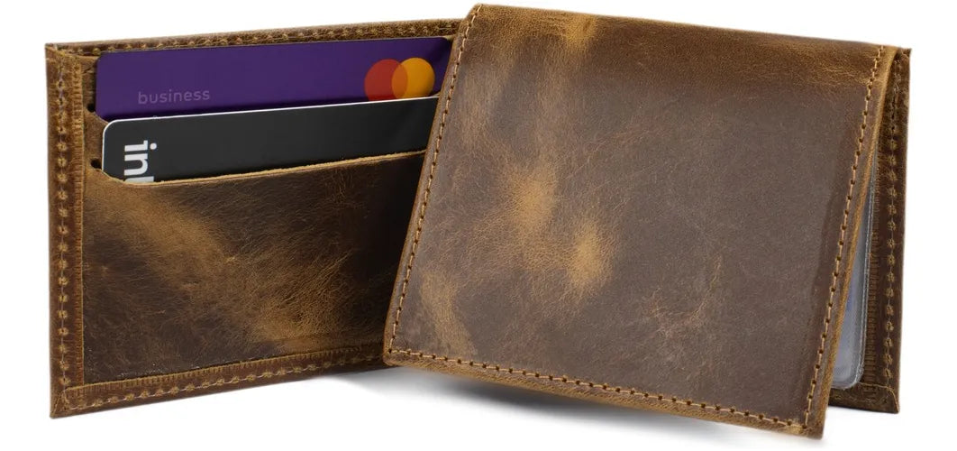 Carteira Masculina Couro Legítimo Estilo Vintage Slim Porta Cartões e CNH