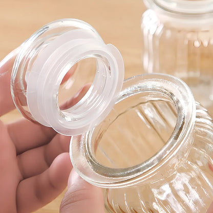 Kit 3 Potes de Vidro com Tampa Hermética 300ml Premium para Temperos e Mantimentos