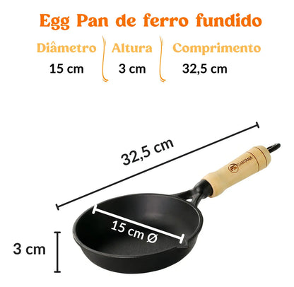 Mini Frigideira de Ovo 15cm em Ferro Fundido – Antiaderente Natural e Ultra Resistente