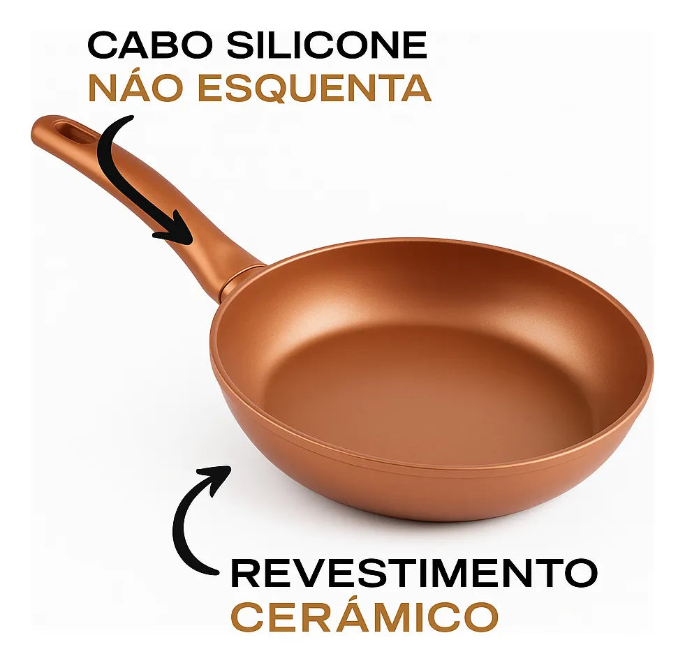 Frigideira Antiaderente Cerâmica 21cm Cobre Premium Sem Óleo