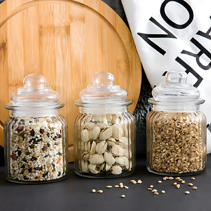 Kit 3 Potes de Vidro com Tampa Hermética 300ml Premium para Temperos e Mantimentos