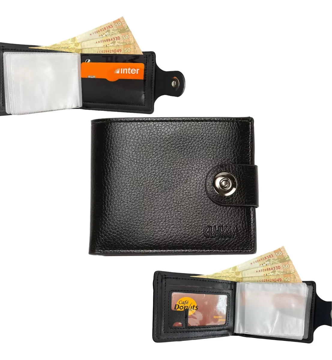 Carteira Masculina Couro Legítimo com Fecho | Porta Cartões, CNH e Dinheiro | Modelo Premium Completo