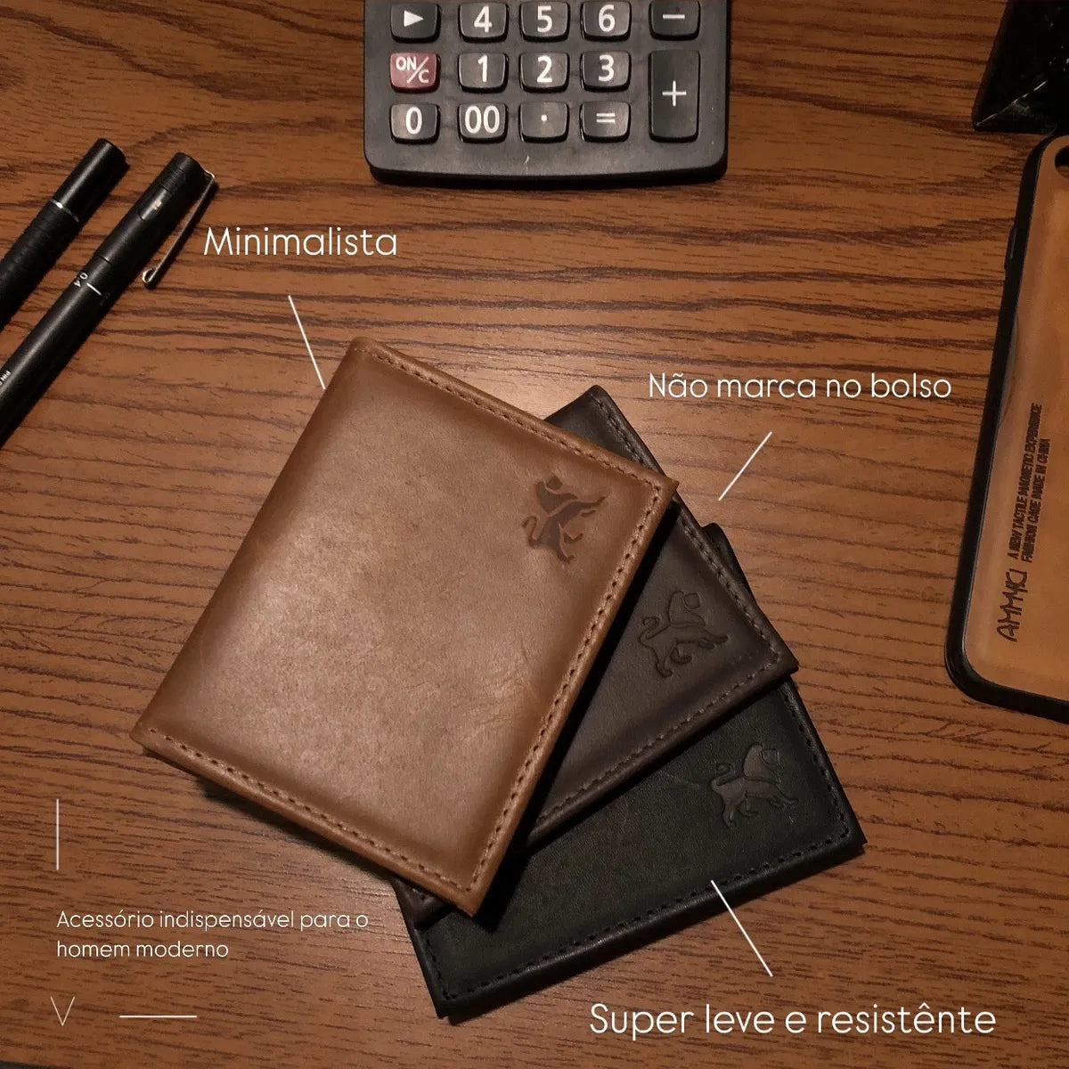 Carteira Masculina Couro Legítimo Slim Porta Cartões e CNH | Modelo Premium