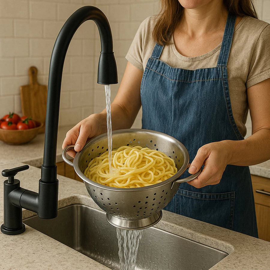Escorredor de Massas e Alimentos em Aço Inox 24cm 🍝 Resistente, Moderno e Prático para Cozinha
