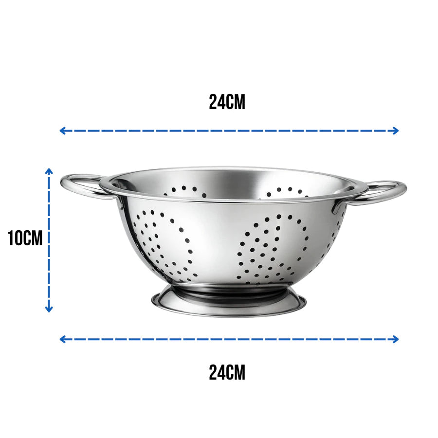 Escorredor de Massas e Alimentos em Aço Inox 24cm 🍝 Resistente, Moderno e Prático para Cozinha