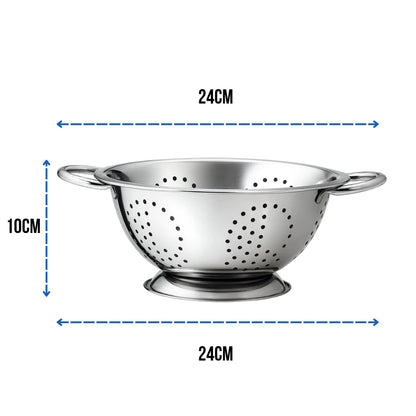 Escorredor de Massas e Alimentos em Aço Inox 24cm 🍝 Resistente, Moderno e Prático para Cozinha