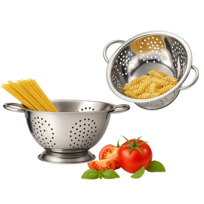 Escorredor de Massas e Alimentos em Aço Inox 24cm 🍝 Resistente, Moderno e Prático para Cozinha